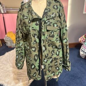 Green Camo Leopard Print Jacket